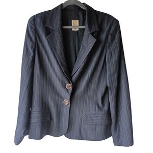 Susanna Moyer Paris Pinstripe Blazer Women's‎ 2-Button Suit Jacket 27% Viscose